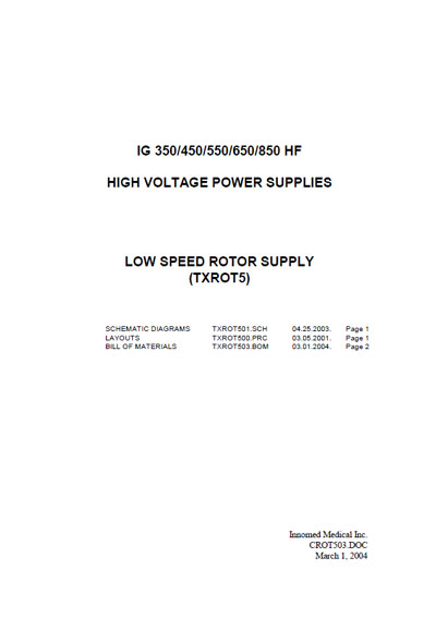 Схема электрическая, Electric scheme (circuit) на Рентген Low speed rotor supply TXROT5 (CROT503)