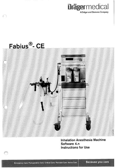 Инструкция по эксплуатации Operation (Instruction) manual на Fabius CE [Drager]