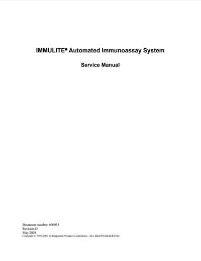 Сервисная инструкция, Service manual на Анализаторы Immulite (May 2003)