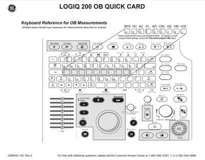 Справочные материалы, Reference manual на Диагностика-УЗИ Logiq a200 OB QUICK CARD