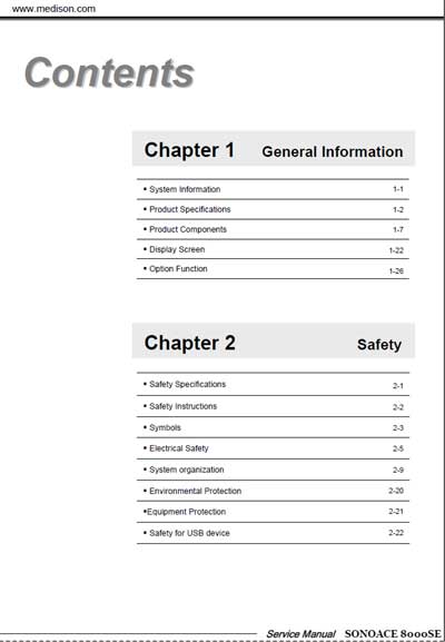 Сервисная инструкция Service manual на SonoAce 8000 SE [Medison]