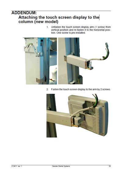 Инструкция по монтажу Installation instructions на GXDP-700 Attaching the touch screen display [Gendex]