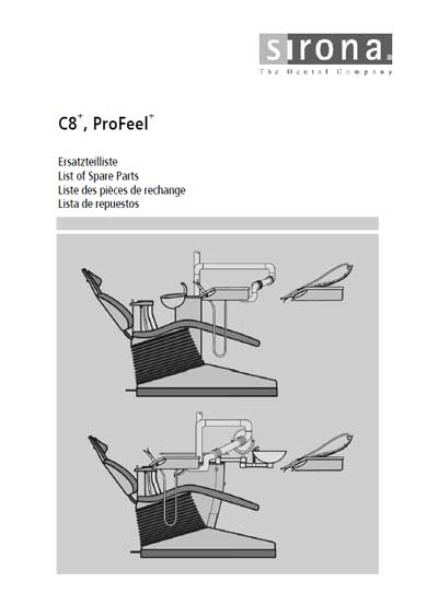 Каталог (элементов, запчастей и пр.) Catalogue, Spare Parts list на C8+, ProFeel+ (11.2008) [Sirona]