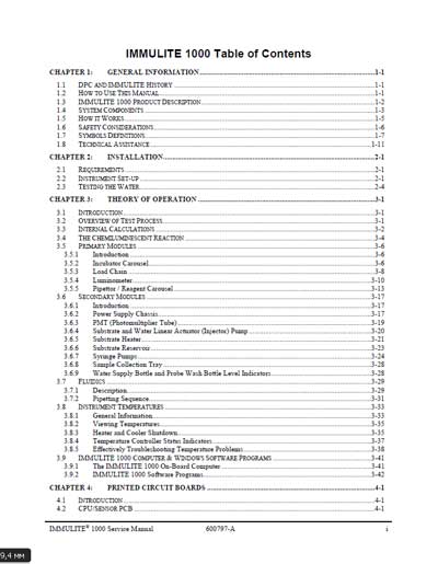 Сервисная инструкция, Service manual на Анализаторы Immulite 1000 (Rev. 600797-A)