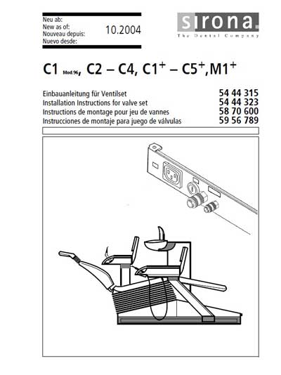 Инструкция по монтажу Installation instructions на C1 - C4, C1+ - C5+, M1+ Valve Set [Sirona]