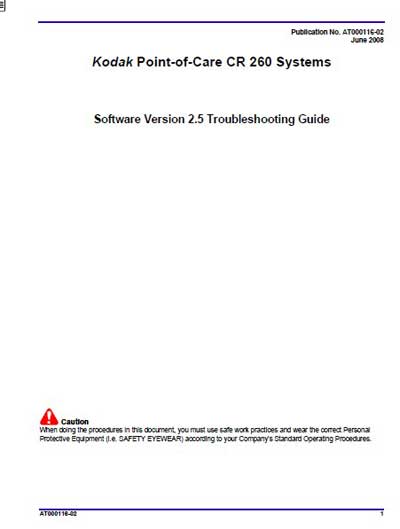 Инструкция, руководство по ремонту Repair Instructions на Point-of-Care CR 260 Systems (Soft.Ver. 2.5) [Kodak]