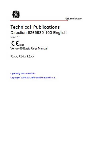 Инструкция пользователя, User manual на Диагностика-УЗИ Venue 40 Rev10 Direction 5265930-100