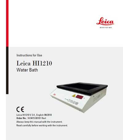 Инструкция по эксплуатации Operation (Instruction) manual на Водяная баня HI 1200 [Leica]