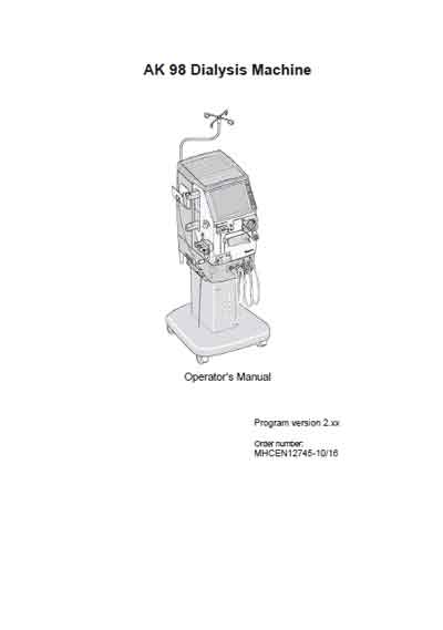 Инструкция пользователя, User manual на Гемодиализ AK-98