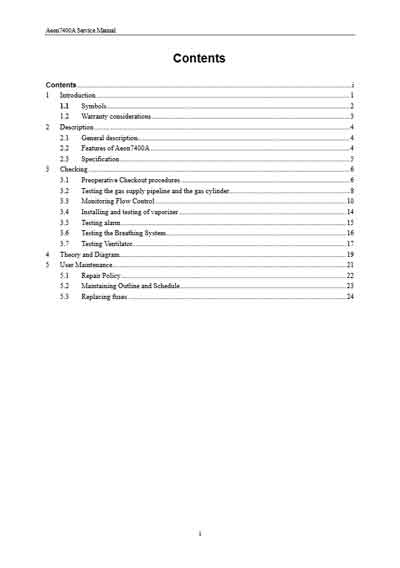Сервисная инструкция, Service manual на ИВЛ-Анестезия Aeon 7400A
