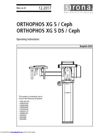 Инструкция по эксплуатации, Operation (Instruction) manual на Рентген Orthophos XG5 / Ceph, XG5 DS / Ceph